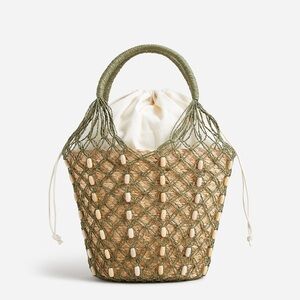 J.Crew Sedona basket bag in beaded caramel olive